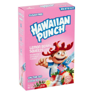 Clearance: Hawaiian Punch Lemon Berry Squeeze On The Go Drink Mix Packets Sugar Free 8ct
