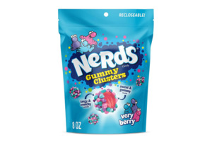 Chocolate Candy: NERDS Gummy Clusters, Candy, Very Berry, Crunchy and Gummy, 8 oz