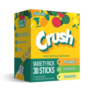 Crush Powdered Drink Mix Variety Pack, Lemonade, Watermelon & Pineapple, 30ct, O&hellip;