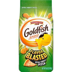 Snacks: Goldfish Flavor Blasted Xtra Cheesy Pizza Crackers, 6.6 oz. Bag