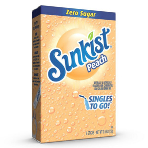 Clearance: Sunkist Soda Singles To Go Drink Mix - Peach, 6-ct. Box