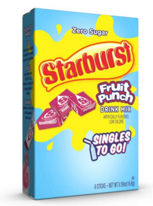 Clearance: Starburst Singles To Go Fruit Punch Drink Mix, Low Calorie