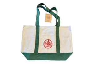Starbucks In Stock: Trader Joes Large Tote Shopping Bag Cotton Canvas Embroidered Bag | Green