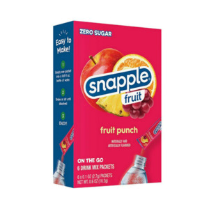 Drinks: Snapple Fruit Punch Powdered Drink Mix, 6ct, on-the-go packets, Zero Sugar