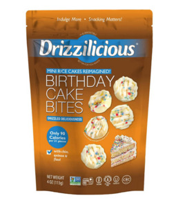 Snacks: Drizzilicious Drizzled Brithday Cake Bites Mini Rice Cake - 4oz