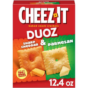 Cheez-It DUOZ Sharp Cheddar and Parmesan Baked Snack Crackers, Lunch Snacks, 12.4 oz