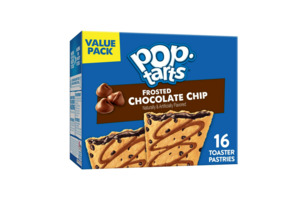 Snacks: Pop-Tarts Chocolate Chip Drizzle Toaster Pastries, Breakfast Foods, Shelf-Stable, 27 oz (16 Count)