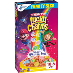 Pantry: Lucky Charms Cereal, The Super Mario Galaxy Movie, Strawberry, Family Size, 18.6 oz
