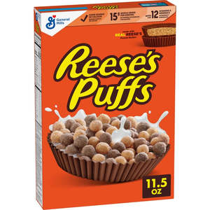 Pantry: REESE'S PUFFS Breakfast Cereal, Chocolatey Peanut Butter Cereal, 11.5 oz