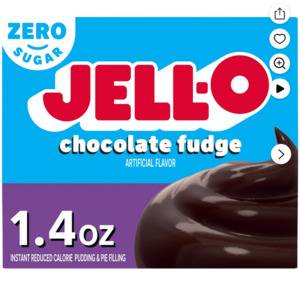 Jell-O Chocolate Fudge Artificially Flavored Zero Sugar Instant Reduced Calorie &hellip;
