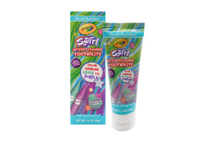 Bath Time Fun: Brush Buddies Crayola Swirl Anticavity Color Changing Fluoride Toothpaste, Watermelon, 3.5 oz