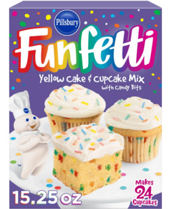 Pillsbury Funfetti Yellow Cake Mix with Candy Bits, 15.25 oz Box