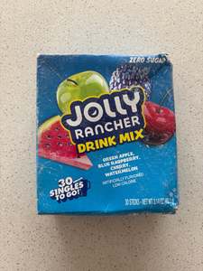 Clearance: ** Damaged Packaging ** Jolly Rancher Sugar-Free Variety pack Singles to Go Powdered Drink Mix, 30 Count Packets