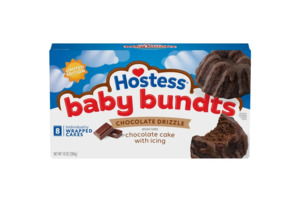 Snacks: Hostess Baby Bundts, Chocolate Drizzle Artificially Flavored Mini Cakes, 10 oz Box (8 Pouches)