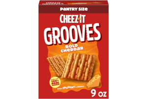 Snacks: Cheez-It Grooves Bold Cheddar Cheese Crackers, Crunchy Snack Crackers, 9 oz