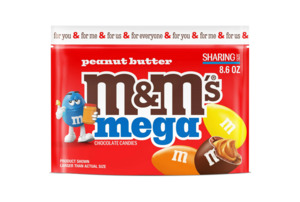 M&M's Mega Peanut Butter Chocolate Candy, Sharing Size- 8.6 oz Bag