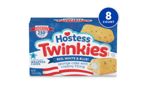 Hostess Red, White & Blue! Twinkies Snack Cakes, 10.86 oz Box (8 Pouches)
