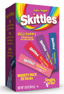 Drinks: Skittles Singles To Go! Wild Berry Variety Pack, Low Calorie Drink Mix