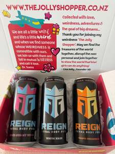 Gift Boxes In Stock: Jolly Shopper Sugar Free Reign Energy Drink Box