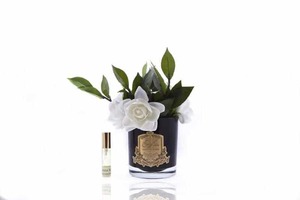 Cote Noire - Gardenias in Black Glass with Crest The Joneses Home Staging
