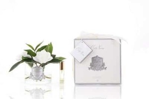 Cote Noire - Triple Gardenia in Clear Glass with Silver Badge The Joneses Home Staging