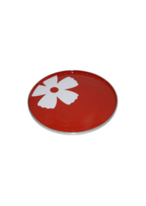 Round Plate Red with White Flower - small The Joneses Home Staging