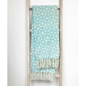 Cotton Throw - Mosaic Blue The Joneses Home Staging