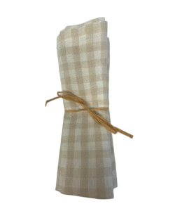 Checked Natural and White Linen Napkin - x4 The Joneses Home Staging