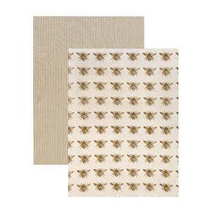 Honey Bee Tea Towel - Set of 2 Mustard The Joneses Home Staging