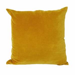 Gold Velvet Cushion with Linen Back - feather inner The Joneses Home Staging