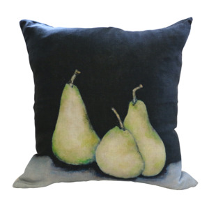 Linen Cushion with Pears - Feather Inner 50cm The Joneses Home Staging