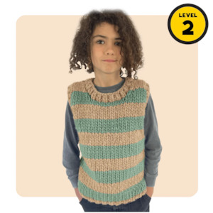 Beginner Knit Kits: // Merino Knit Kit // Kids Striped Vest