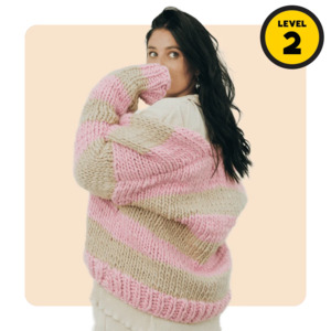 Beginner Knit Kits: // Merino Knit Kit // Slouchy Striped Cardi