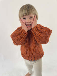 // SAMPLE // Kids Aero-plain Jumper // Sticky Toffee // Chunky Funky Merino // Size 2-3