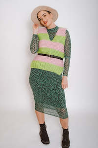 // SAMPLE // Prepster Vest // Lime/Candyfloss // Chunky Funky Wool // Size 10-14