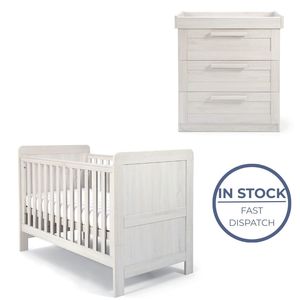 Mamas and Papas Atlas Nimbus White Bundle - Cot + Dresser *CLEARANCE*