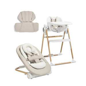 End Of Season Sale: Mamas and Papas Eno Highchair, Bouncer & Cushion Complete Bundle - Cashmere