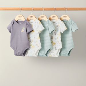 Bodysuits: Mamas and Papas Dinosaur Short Sleeve Bodysuits - 5 Pack