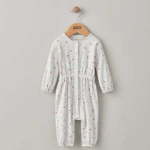 Rompers: Mamas and Papas Floral Pointelle Waisted Romper - NEWBORN Size