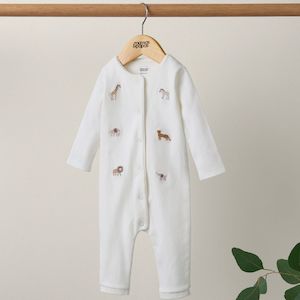 Rompers: Mamas and Papas Safari Embroided Romper