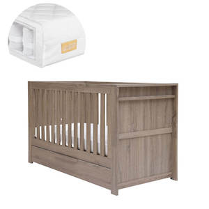 Cots Mattresses: Mamas and Papas Franklin Grey Wash Cot + Mattress Bundle