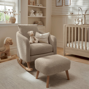 Nursing Feeding Chairs: Mamas and Papas Alma Nursing Chair & Stool - Fawn Boucle