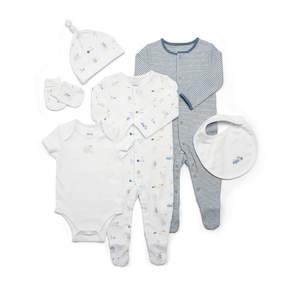 Newborn Sets: Mamas and Papas Blue Stripe Farm - 6 Piece Set