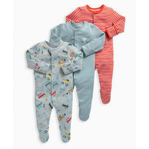 3pk All In Ones: Mamas and Papas Animal Transport Onesies - 3 Pack