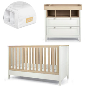 Baby Furniture: Mamas and Papas Harwell White Bundle - Cot + Dresser + Mattress