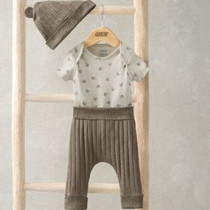 Mamas and Papas Teddy Bear Bodysuit, Leggings & Hat - 3 Piece Set