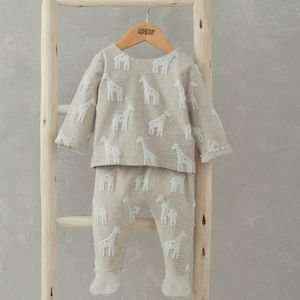 Mamas and Papas Giraffe Textured Top & Leggings - 2 Piece Set