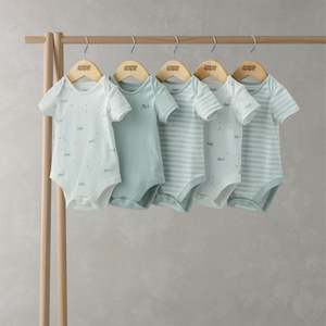 Mamas and Papas Whale Short Sleeve Bodysuits - 5 Pack