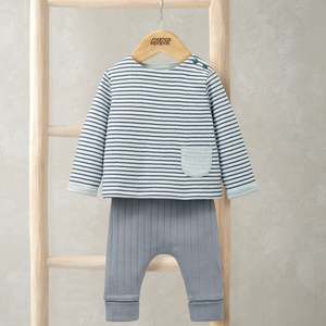 Clothing Sets: Mamas and Papas Striped Top & Rib Leggings Set - 2 Piece Set