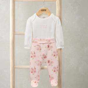 Clothing Sets: Mamas and Papas Embroidered Bodysuit & Floral Leggings - 2 Piece Set